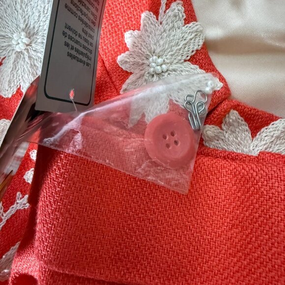 Nygard Blazer Jacket Dark Coral & Cream 3/4 Sleeve Hook Closure Size 14 P-NWT - Picture 8 of 8